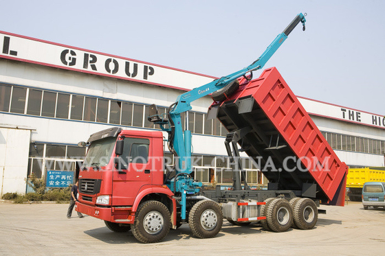 Tipper LHD 371HP 8×4 τοποθετημένοι τόνοι γερανών XCMG12 φορτηγών για τα τροχαία ατυχήματα