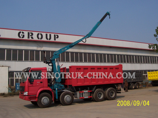 Tipper LHD 371HP 8×4 τοποθετημένοι τόνοι γερανών XCMG12 φορτηγών για τα τροχαία ατυχήματα