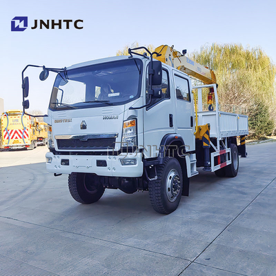 Howo Light Mini 4*4 6 Wheeler Double Row Cab φορτηγό με τηλεσκοπικούς γερανούς 8 τόνων Mounted Crane φορτηγό