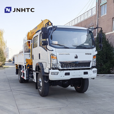 Howo Light Mini 4*4 6 Wheeler Double Row Cab φορτηγό με τηλεσκοπικούς γερανούς 8 τόνων Mounted Crane φορτηγό