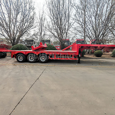 Κατεβασμένο έλκηθρο με χαμηλό λαιμό Lowboy Axle 60 Tons 4 Axles Steel Truck Trailers Low Bed Truck Trailer