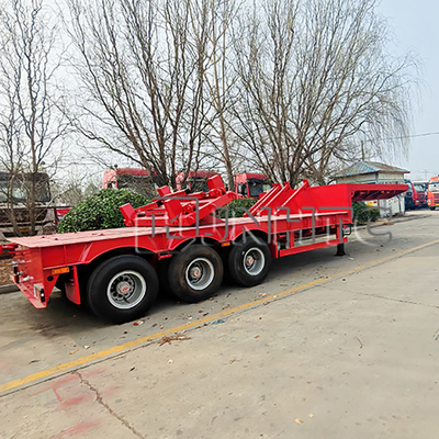 Κατεβασμένο έλκηθρο με χαμηλό λαιμό Lowboy Axle 60 Tons 4 Axles Steel Truck Trailers Low Bed Truck Trailer