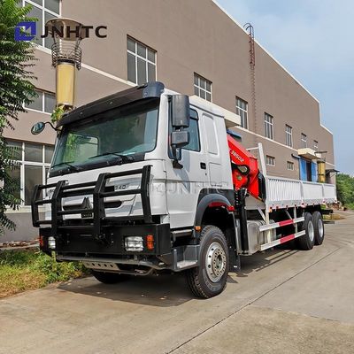 Howo Fence Cargo Truck 10Tons Folding Crane 6X6 10 Wheels 340hp For Sale