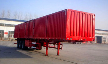Κόκκινο 3 βαρέων καθηκόντων ημι ρυμουλκά Steel Box Van Trailer αξόνων 40 βαρέων καθηκόντων ημι ρυμουλκά ωφέλιμων φορτίων τόνου ανώτατα
