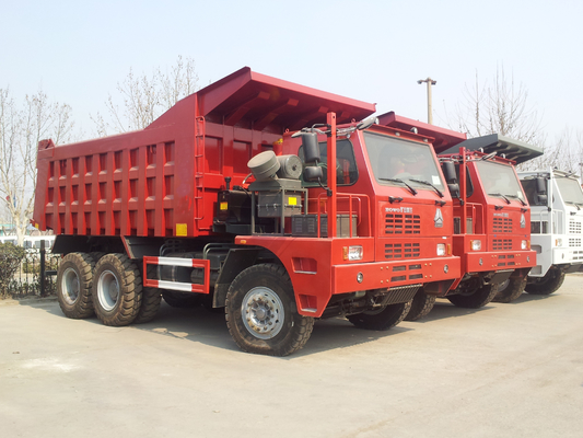 Κόκκινο Tipper φορτηγών απορρίψεων Sinotruk 6x4 Rc βαρέων καθηκόντων μεταλλεία 60 τόνου με τα πλαίσια Hova