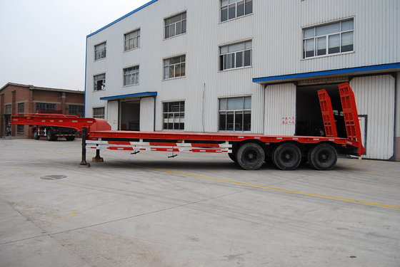 3 βαρέων καθηκόντων ημι ρυμουλκά Lowbed αξόνων με 2 πόδια, επίπεδης βάσης ημι ρυμουλκό