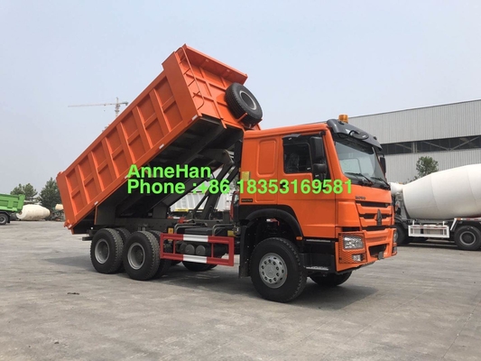 Πορτοκαλί φορτηγό απορρίψεων 6x4 371hp 20M3 βαρέων καθηκόντων με 10 ελαστικά αυτοκινήτου