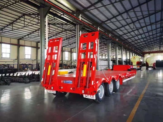 JNHTC Gooseneck γεφυρών 80 τόνου ημι χαμηλό ρυμουλκό 3 άξονας για τα οχήματα μεταφορών