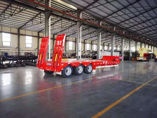 JNHTC Gooseneck γεφυρών 80 τόνου ημι χαμηλό ρυμουλκό 3 άξονας για τα οχήματα μεταφορών