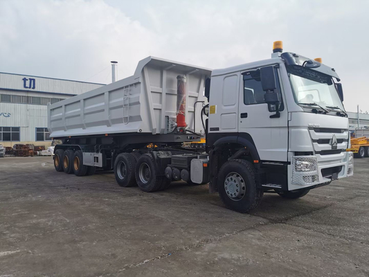 Sinotruk τρία βαρέων καθηκόντων ημι ρυμουλκά 50 τόνων αξόνων μπροστινά για τη μεταφορά άμμου