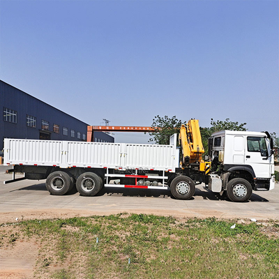 Νέο Sinotruk Howo φράχτη φορτηγό φορτίου 10 τόνων αναδιπλούμενο γερανό 12 τροχών 400hp για πώληση